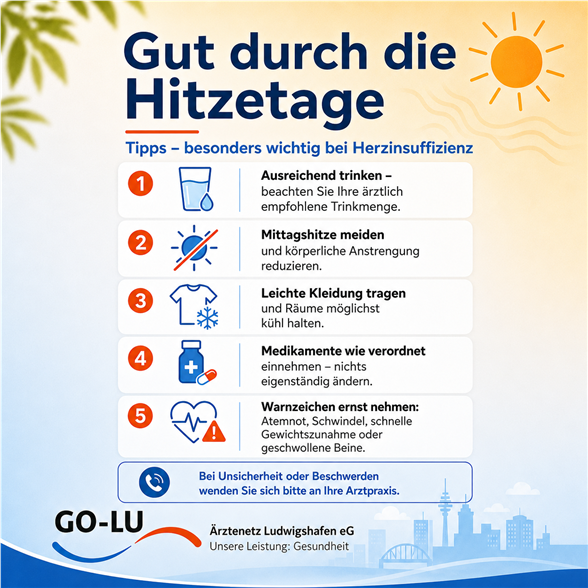 Gut durch  die Hitzetage - Tipps - besonders wichtig bei Herzinsuffizienz!