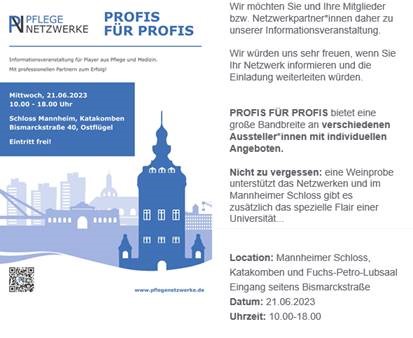 "Profis für Profis - Für Netzwerkler*innen aller Art“ am 21.06.2023 von 10:00-18:00 Uhr 