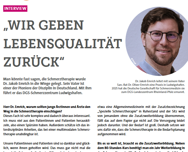 KV Praxis: Schmerztherapie heute:  Interview mit Schmerztherapeut  Dr. Jakob Emrich 
